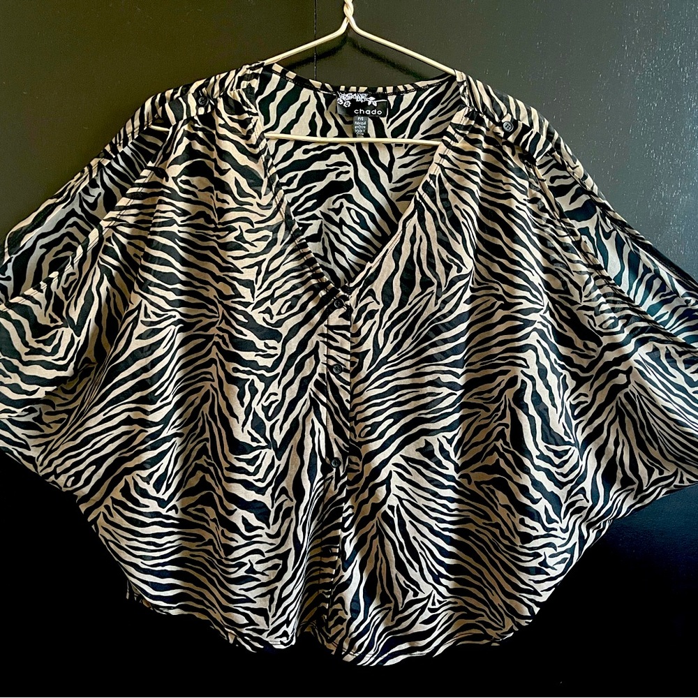 vintage Zebra Cold Shoulder Bubble Blouse from Chado -Medium